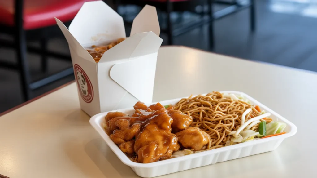 Panda Express noodles and orange chicken popular meal combo